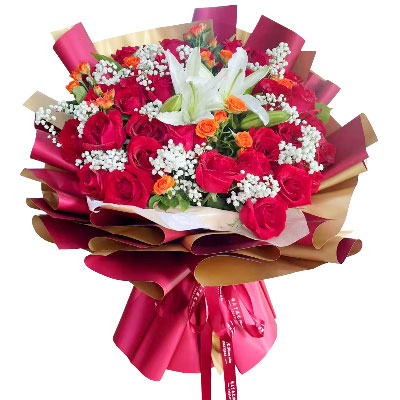 邯郸33朵红玫瑰百合，爱如同花般绽放